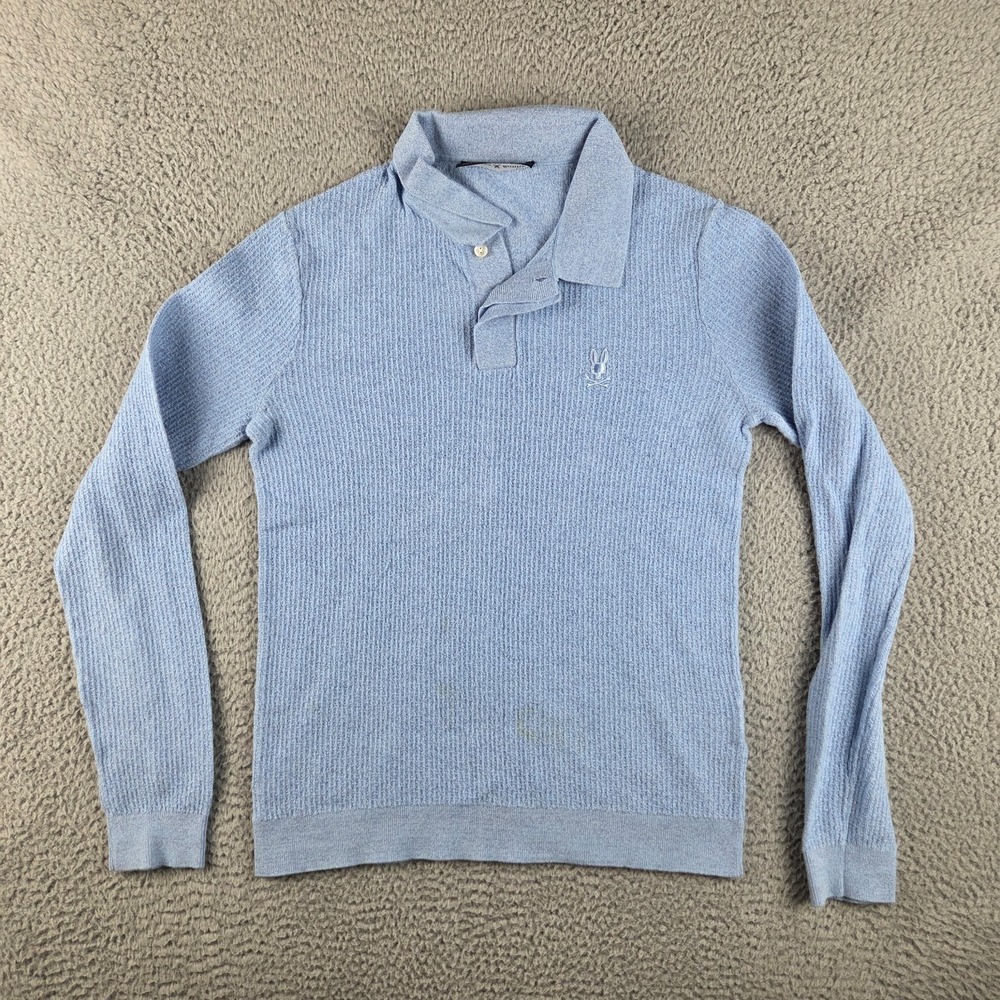 Psycho Bunny Roman Long Sleeve Knit Polo Shirt Mens XS‎ Blue